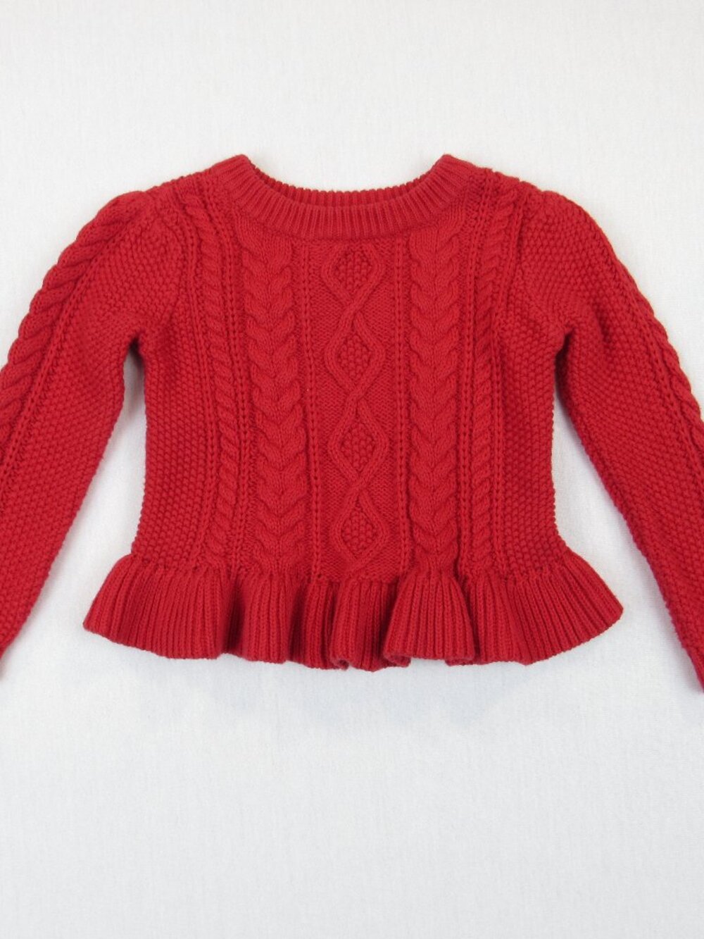 Baby Gap Cable Knit Red Peplum Sweater Girl's Size 12-18 Months